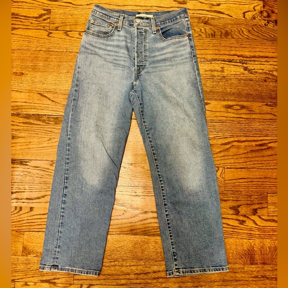 Levi’s Ribcage Straight Ankle Jeans 27 High Rise Light Wash - Picture 2 of 4